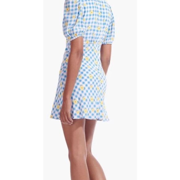 Staud Milla Gingham Daisy Mini Dress NWT Size 6 - Picture 3 of 8